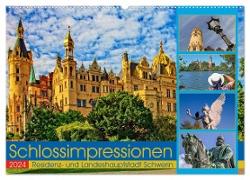 Schloss Impressionen - Residenz- und Landeshauptstadt Schwerin (Wandkalender 2024 DIN A2 quer), CALVENDO Monatskalender