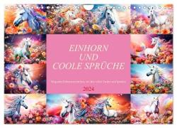 Einhorn und coole Sprüche (Wandkalender 2024 DIN A4 quer), CALVENDO Monatskalender