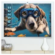 Hunde abgetaucht (hochwertiger Premium Wandkalender 2024 DIN A2 quer), Kunstdruck in Hochglanz