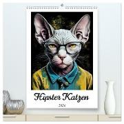 Hipster Katzen (hochwertiger Premium Wandkalender 2024 DIN A2 hoch), Kunstdruck in Hochglanz