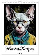 Hipster Katzen (Wandkalender 2024 DIN A4 hoch), CALVENDO Monatskalender