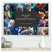 Die Katze und der Schmetterling (hochwertiger Premium Wandkalender 2024 DIN A2 quer), Kunstdruck in Hochglanz
