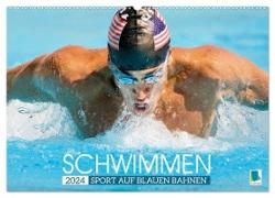 Schwimmen: Sport auf blauen Bahnen (Wandkalender 2024 DIN A2 quer), CALVENDO Monatskalender
