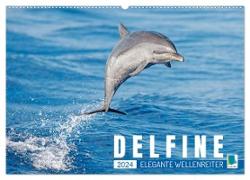 Delfine: Elegante Wellenreiter (Wandkalender 2024 DIN A2 quer), CALVENDO Monatskalender