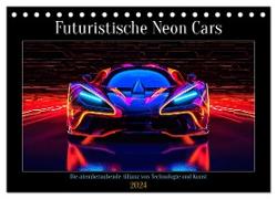 Futuristische Neon Cars (Tischkalender 2024 DIN A5 quer), CALVENDO Monatskalender