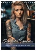 Tattoo Schönheiten - zwölf Monate, zwölf Frauen und jede Menge Tattoos (Tischkalender 2024 DIN A5 hoch), CALVENDO Monatskalender