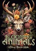 Blooming Animals Coloring Book for Adults