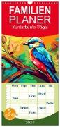 Familienplaner 2024 - Kunterbunte Vögel mit 5 Spalten (Wandkalender, 21 x 45 cm) CALVENDO