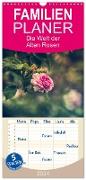 Familienplaner 2024 - Die Welt der Alten Rosen mit 5 Spalten (Wandkalender, 21 x 45 cm) CALVENDO