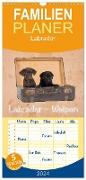 Familienplaner 2024 - Labrador - Welpen mit 5 Spalten (Wandkalender, 21 x 45 cm) CALVENDO