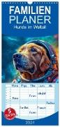 Familienplaner 2024 - Hunde im Weltall mit 5 Spalten (Wandkalender, 21 x 45 cm) CALVENDO
