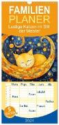 Familienplaner 2024 - Lustige Katzen im Stil der Meister mit 5 Spalten (Wandkalender, 21 x 45 cm) CALVENDO