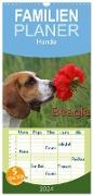 Familienplaner 2024 - Beagle mit 5 Spalten (Wandkalender, 21 x 45 cm) CALVENDO