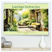 Lauschige Gartenecken (hochwertiger Premium Wandkalender 2024 DIN A2 quer), Kunstdruck in Hochglanz