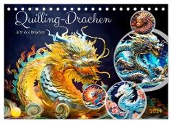 Quilling-Drachen - Jahr des Drachen (Tischkalender 2024 DIN A5 quer), CALVENDO Monatskalender
