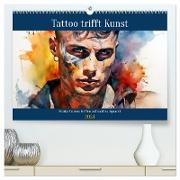 Tattoo trifft Kunst (hochwertiger Premium Wandkalender 2024 DIN A2 quer), Kunstdruck in Hochglanz