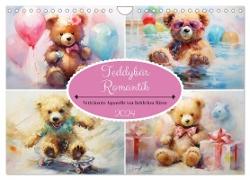 Teddybär Romantik. Verträumte Aquarelle von lieblichen Bären (Wandkalender 2024 DIN A4 quer), CALVENDO Monatskalender