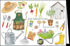 Doppelkarte. Zum Geburtstag (Gartenaccessoires)