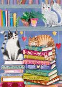 Postkarte. Katzen und Bücher / blanko