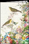 A6 Heft, gepunktet. Vögel und Blüten / blanko