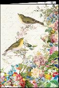 A5 Heft, gepunktet. Vögel und Blumen / blanko