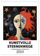 Kunstvolle Sternenwege: KI-Kompositionen der 12 Tierkreiszeichen (Wandkalender 2024 DIN A2 hoch), CALVENDO Monatskalender