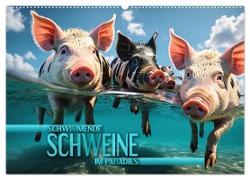 Schwimmende Schweine im Paradies (Wandkalender 2024 DIN A2 quer), CALVENDO Monatskalender