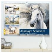 Anmutige Schimmel. Ästhetik weißer Aquarell-Pferde (hochwertiger Premium Wandkalender 2024 DIN A2 quer), Kunstdruck in Hochglanz