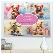 Teddybär Romantik. Verträumte Aquarelle von lieblichen Bären (hochwertiger Premium Wandkalender 2024 DIN A2 quer), Kunstdruck in Hochglanz