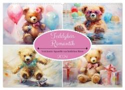 Teddybär Romantik. Verträumte Aquarelle von lieblichen Bären (Wandkalender 2024 DIN A2 quer), CALVENDO Monatskalender