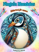 Pingvin Mandalas | Målarbok för vuxna | Anti-stress-mönster som uppmuntrar till kreativitet