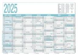 Arbeitstagekalender grau/türkis 2025 - A4 (29,7 x 21 cm) - 7 Monate auf 1 Seite - Tafelkalender - Plakatkalender - Jahresplaner - 909-0000