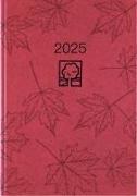 Taschenkalender rot 2025 - Bürokalender 10,2x14,2 - 1 Tag auf 1 Seite - robuster Kartoneinband - Stundeneinteilung 7-19 Uhr - Blauer Engel - 610-0711