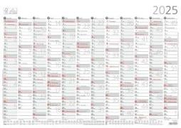 Jahresübersicht A3 12 Monate 1 Stk. plano 2025 - 42x29,7 cm - gerollt - mit Arbeitstage- und Wochenzählung - Posterkalender - Jahresplaner - 939-6111