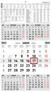 5-Monatskalender rot 2025 - 33x45 - mit Kopftafel - Datumsschieber - 970-0000