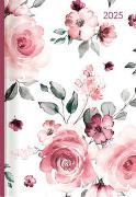 Buchkalender Style Roses 2025 - Büro-Kalender A5 - Cheftimer - 1 Tag 1 Seite - 352 Seiten - Rose - Alpha Edition