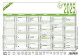 Arbeitstagekalender Recycling 2025 - A5 (21 x 14,8 cm) - 6 Monate auf 1 Seite - Blauer Engel - Tafelkalender - Plakatkalender - Jahresplaner - 904-0700