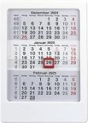 3-Monats-Tischaufsteller 2025 weiß - Tisch-Kalender 12x16 cm - Büro-Kalender - mit Datumsschieber - Zettler