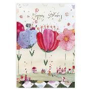 Postkarte. Happy Birthday Blumen