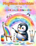 Pingüinos adorables - Libro de colorear para niños - Escenas creativas y divertidas de risueños pingüinos