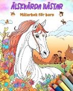 Älskvärda hästar - Målarbok för barn - Kreativa och roliga scener med skrattande hästar