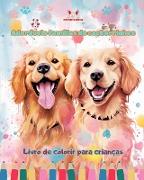 Adoráveis famílias de cachorrinhos - Livro de colorir para crianças - Cenas criativas de famílias cães cativantes