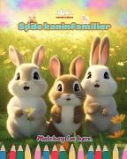 Søde kaninfamilier - Malebog for børn - Kreative scener af kærlige og legende kaninfamilier