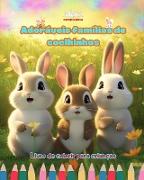 Adoráveis famílias de coelhinhos - Livro de colorir para crianças - Cenas criativas de famílias coelhos cativantes