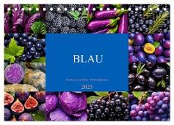 BLAU - Gemüse und Obst - Farbexplosion (Tischkalender 2025 DIN A5 quer), CALVENDO Monatskalender