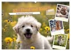 KI - Hund und Katz `des Menschen bester Freund (Wandkalender 2025 DIN A2 quer), CALVENDO Monatskalender