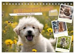 KI - Hund und Katz `des Menschen bester Freund (Tischkalender 2025 DIN A5 quer), CALVENDO Monatskalender