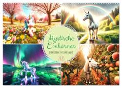 Mystische Einhörner - Jahreszeiten im Einhornland (Wandkalender 2025 DIN A2 quer), CALVENDO Monatskalender