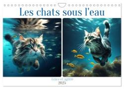 Les chats sous l'eau (Calendrier mural 2025 DIN A4 vertical), CALVENDO calendrier mensuel