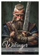 Wikinger - Fantasie Nordmänner mit Tattoo, Axt und Schwert (Wandkalender 2025 DIN A2 hoch), CALVENDO Monatskalender